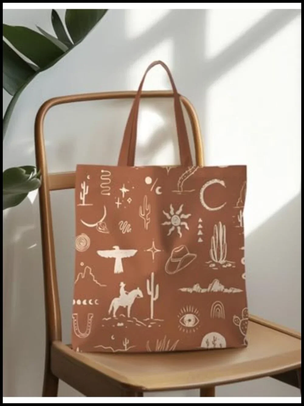 Canvas Tote Bag with Cowgirl Print, Reusable Grocery Bag, Western Gift
